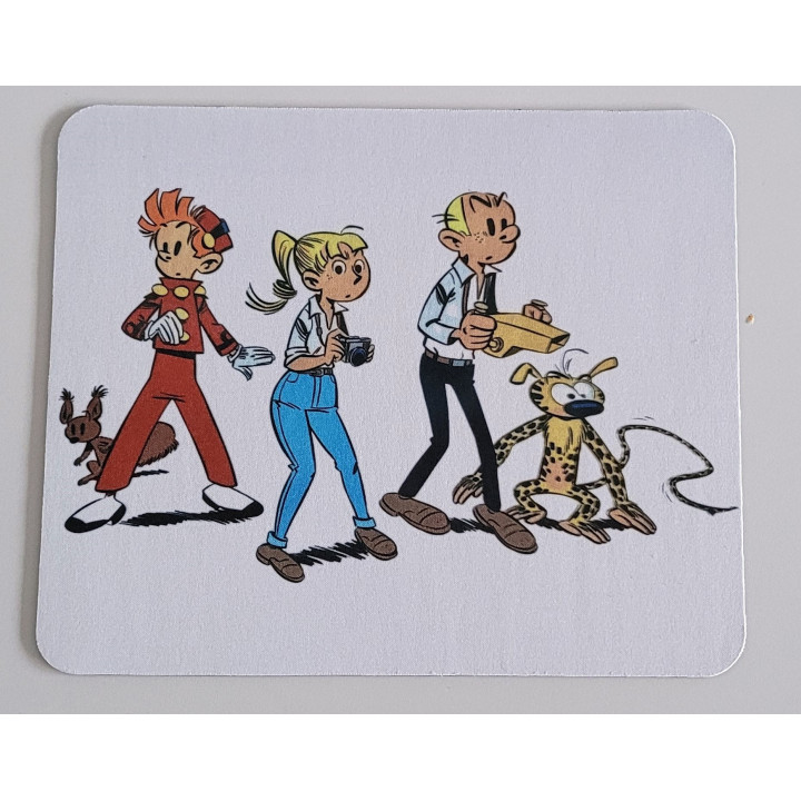 Tapis de souris Spirou Fantasio avec Sécotine Zorglub et De Champignac 24 x 20 cm