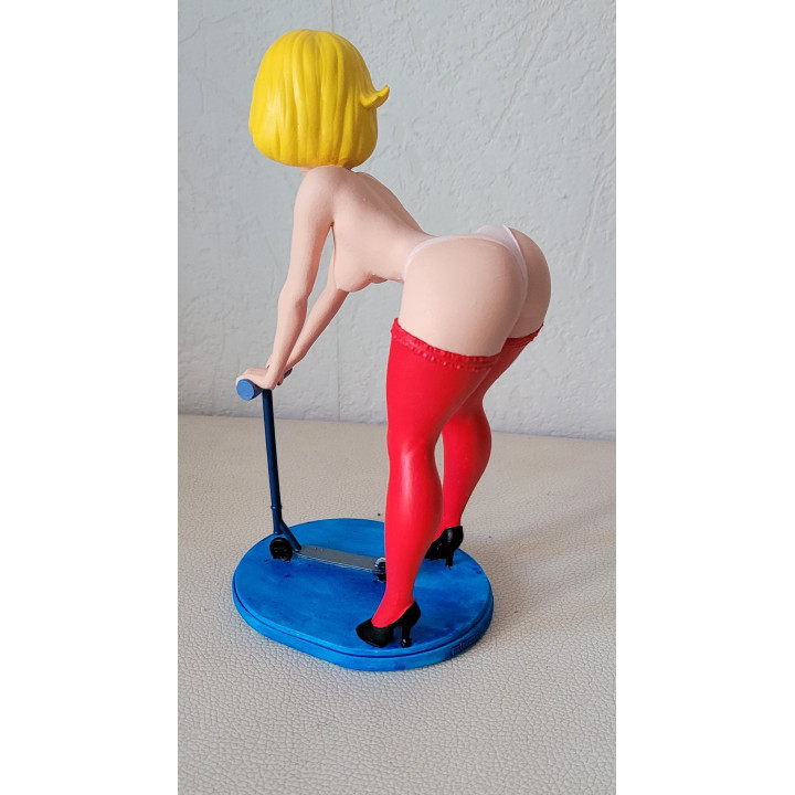 Sexy figurine in the style of Maman Boule and Bill Carine on a scooter