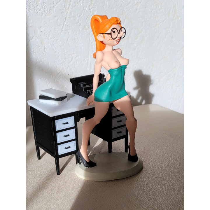 Sexy Mademoiselle Jeanne figurine in the style of Gaston Lagaffe's office 17 cm