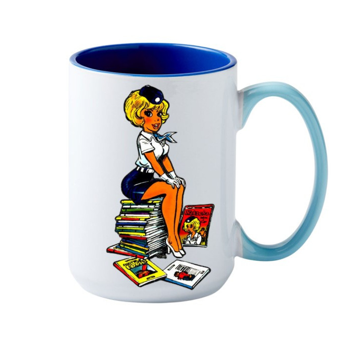 Mug Natacha hotesse de l'air Assise Bandes Dessinées en céramique