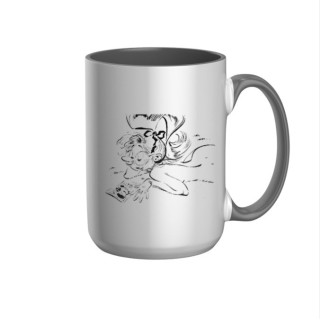 Mug sexy Mademoiselle Jeanne nue à la plage en céramique