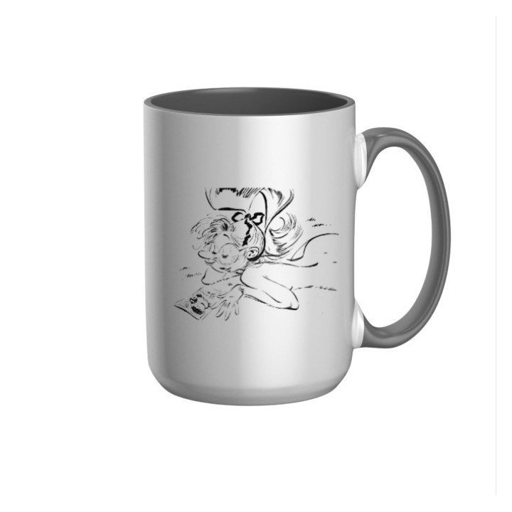 Mug sexy Mademoiselle Jeanne nue à la plage en céramique