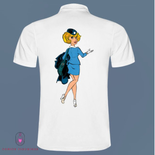 Polo Blanc Manches courtes Natacha hotesse de l'air embarquement
