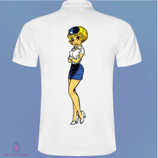 Polo Blanc Manches courtes Natacha hotesse de l'air